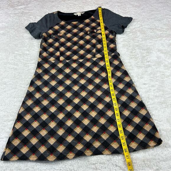Yumi preppy plaid a line dress in brown and grey, size 8 or 10 - Picture 3 of 9